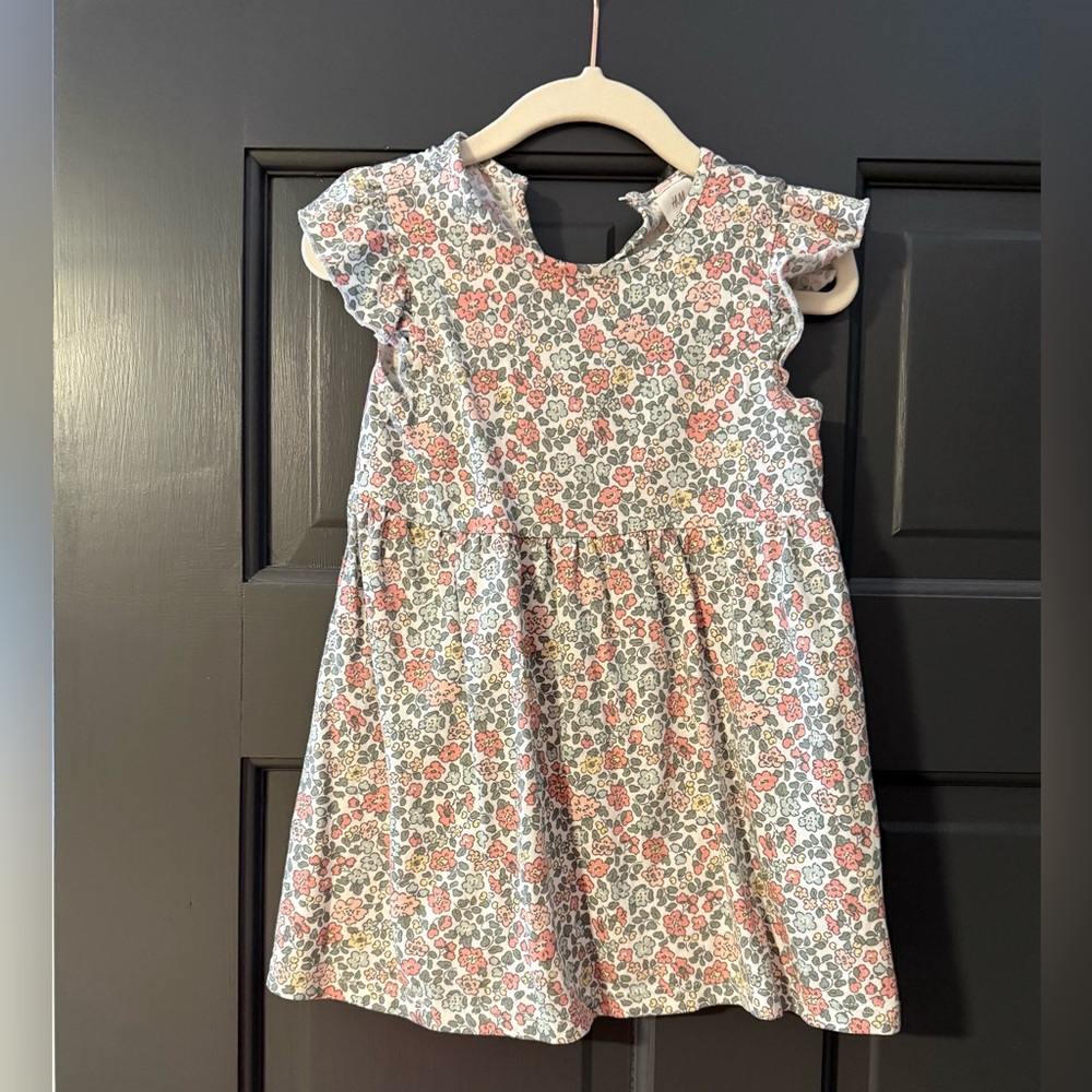 H&M Floral Cotton Dress in Pink and Green